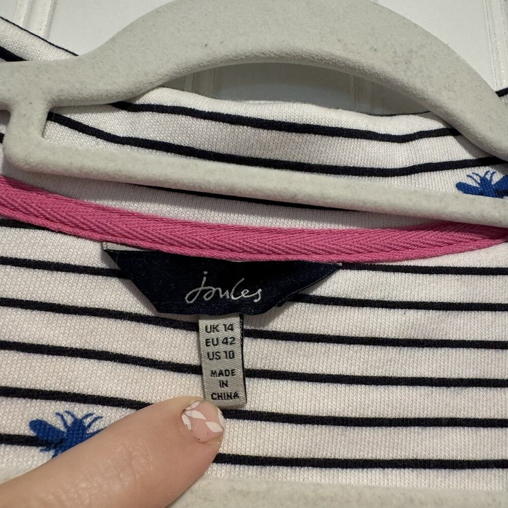 Joules Funnel Neck Sweatshirt Striped Rainbow Bee Print Size 10 - Picture 6 of 9